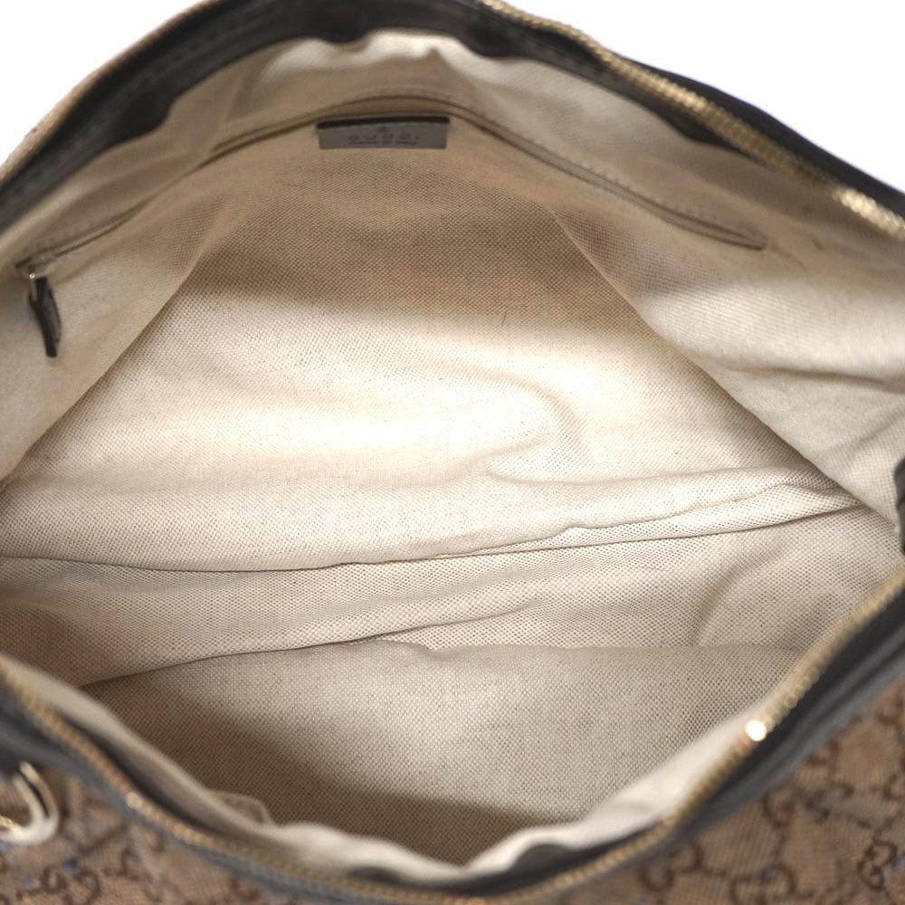 GUCCI Hobo Bag Beige Brown Blue Sukey Canvas Leather - Picture 8 of 10